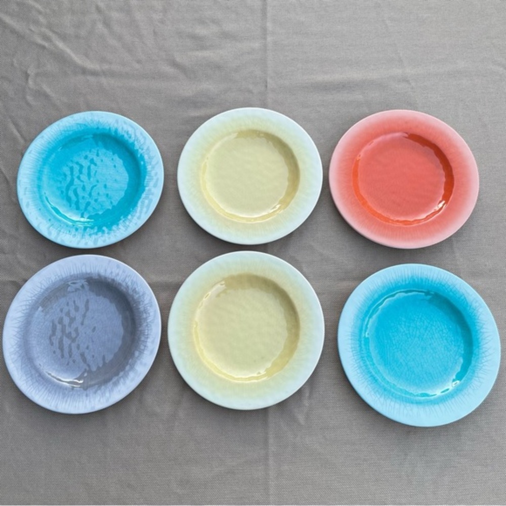 Melange Melamine “Crackle Collection” Multicolor Salad Plates